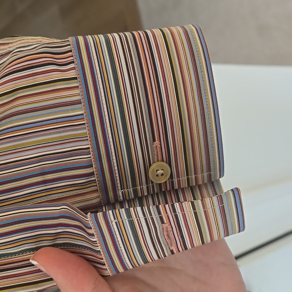 PAUL SMITH • Mens Button Down Dress Shirt Striped, Neck 16 - Picture 4 of 7